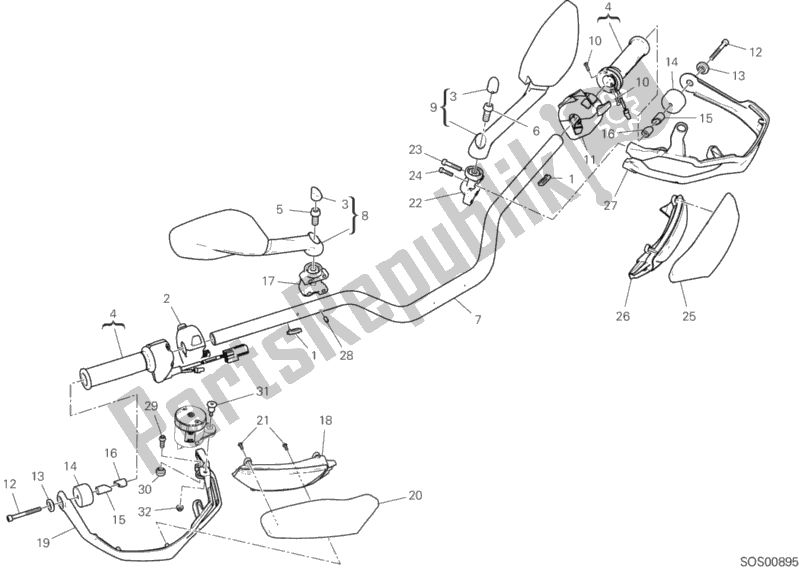 Todas las partes para Manillar de Ducati Multistrada 1260 Touring 2019